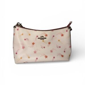 COACH White/Cream Color Clara Shoulder Bag With Shooting Star Print